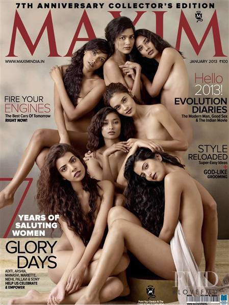 Mariette Valsan, Nidhi Sunil featured on the Maxim India cover from January 2013