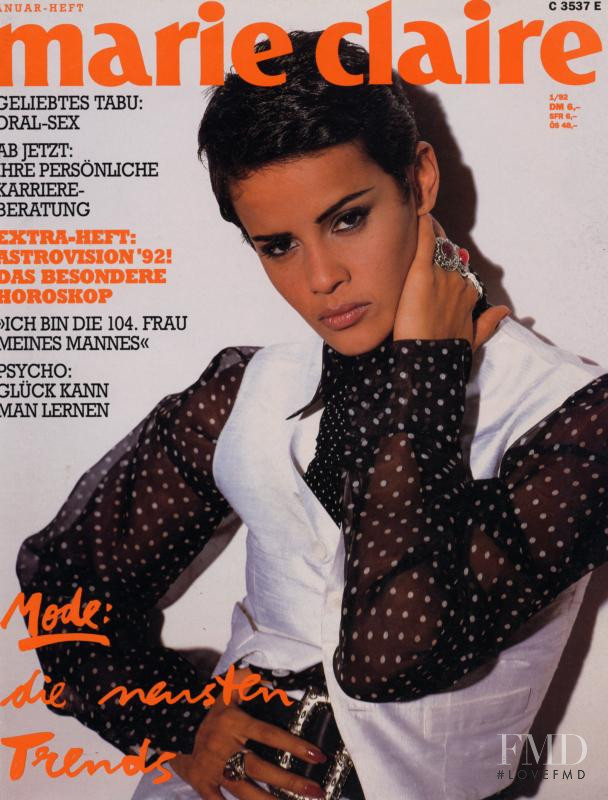 Nadege du Bospertus featured on the Marie Claire France cover from January 1992