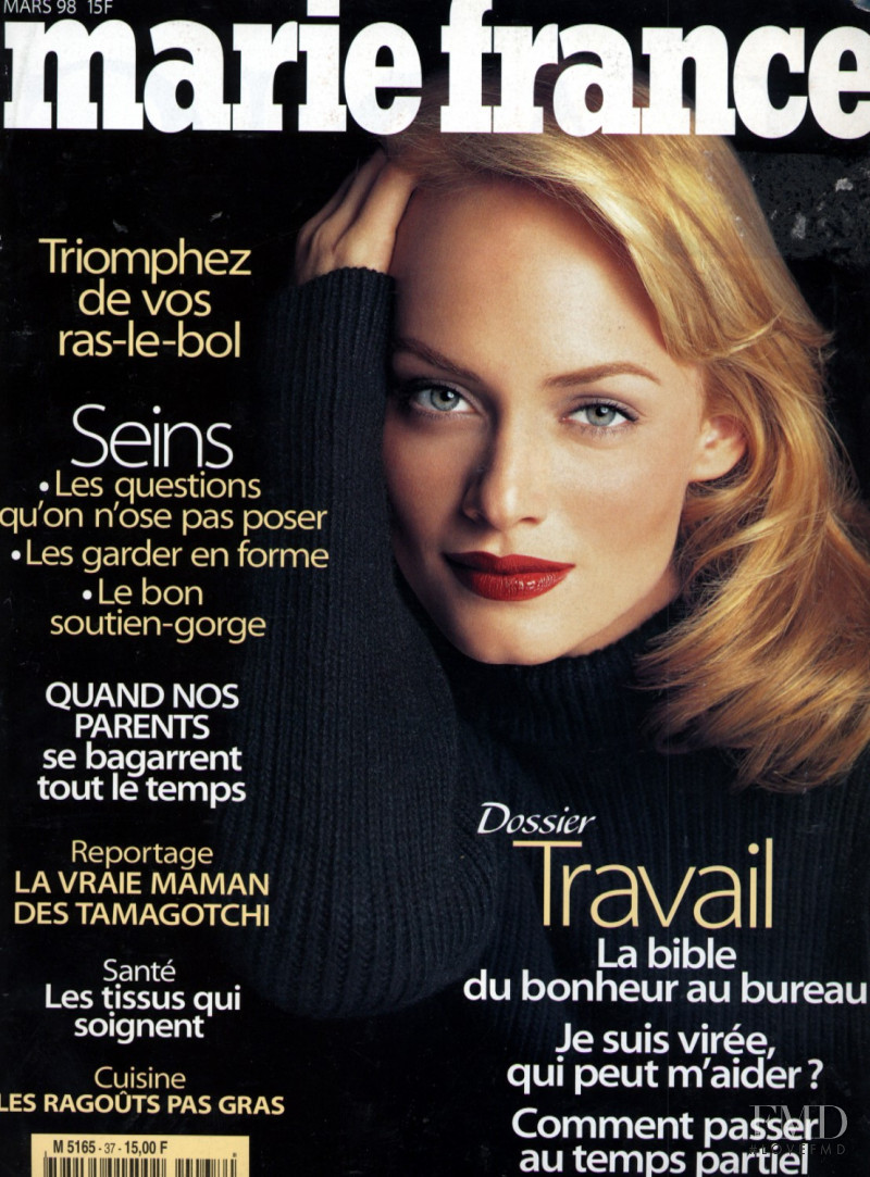 Amber Valletta featured on the Marie Claire France cover from March 1998
