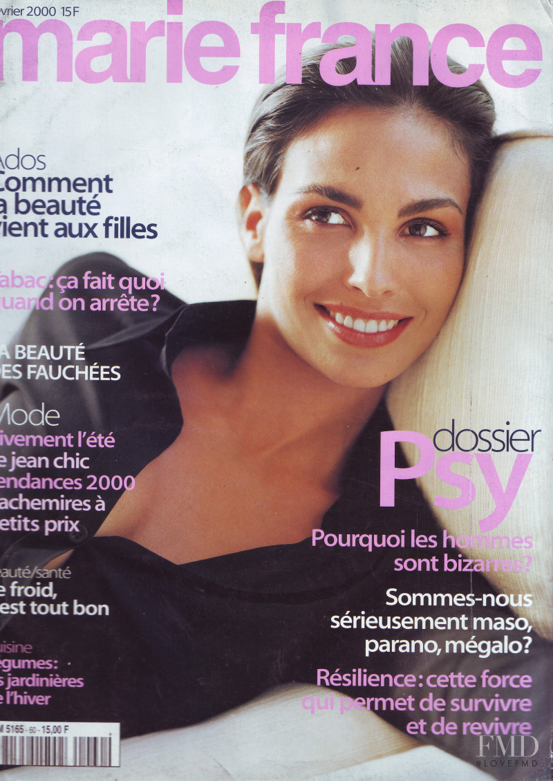 Ines Sastre featured on the Marie Claire France cover from February 2000