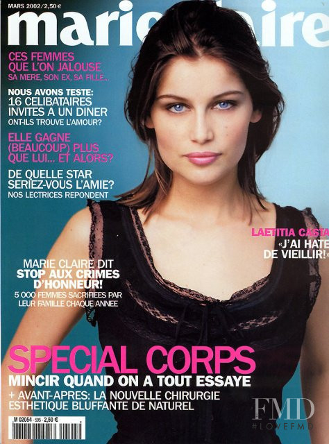 Laetitia Casta featured on the Marie Claire France cover from March 2002