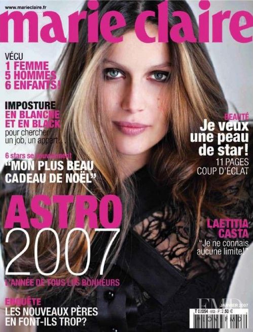 Laetitia Casta featured on the Marie Claire France cover from January 2007