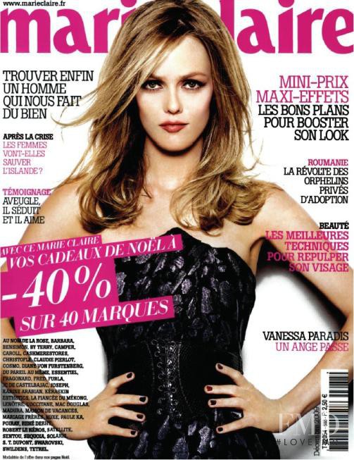 Vanessa Paradis featured on the Marie Claire France cover from December 2009