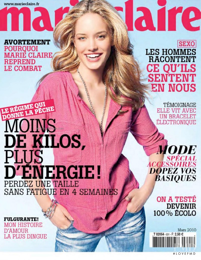 Julie Ordon featured on the Marie Claire France cover from March 2010