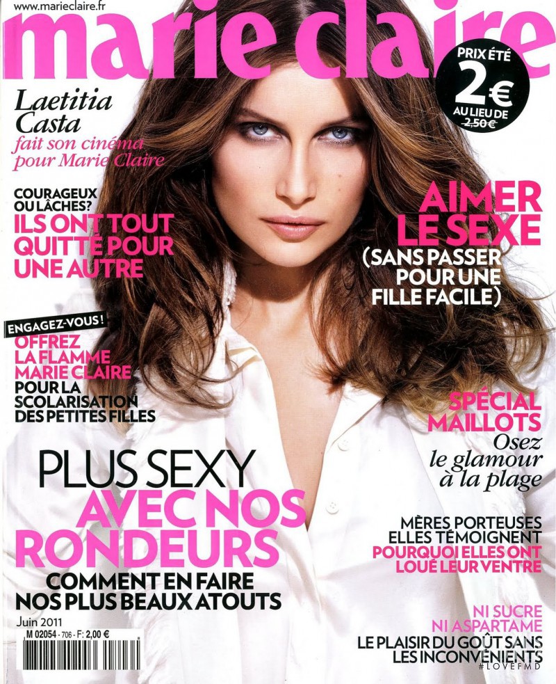 Laetitia Casta featured on the Marie Claire France cover from June 2011