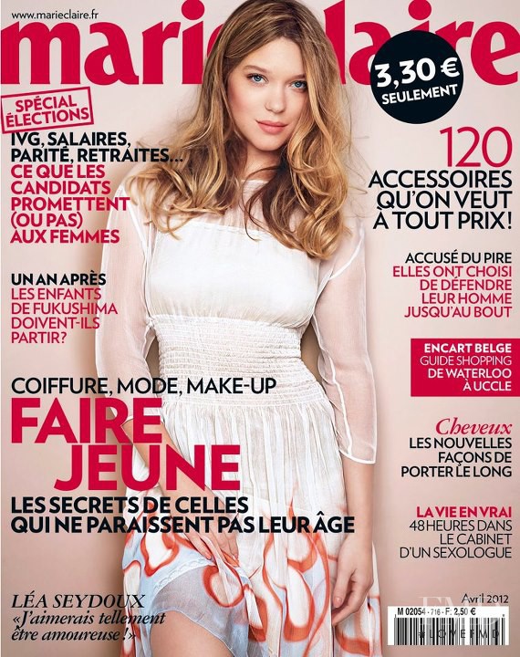 Léa Seydoux featured on the Marie Claire France cover from April 2012