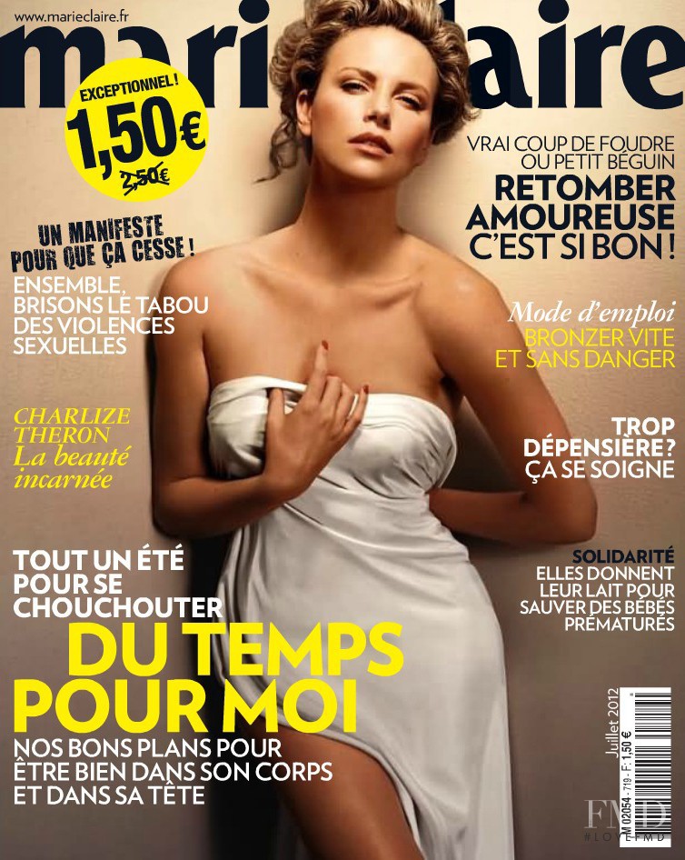 Charlize Theron featured on the Marie Claire France cover from July 2012