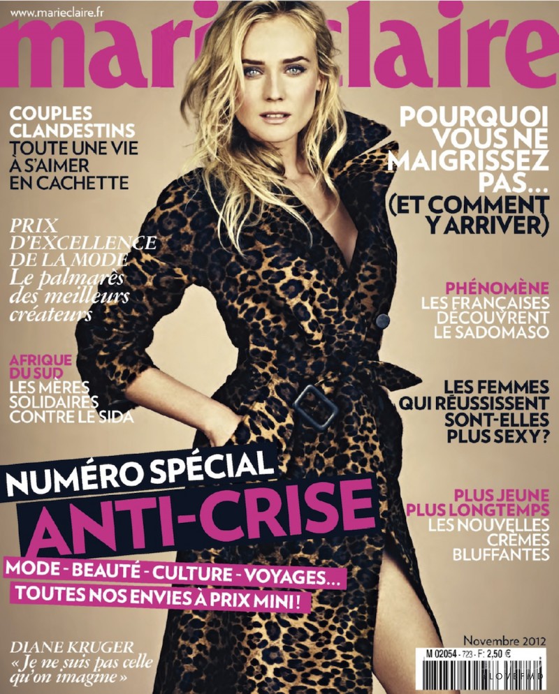 Diane Heidkruger featured on the Marie Claire France cover from November 2012