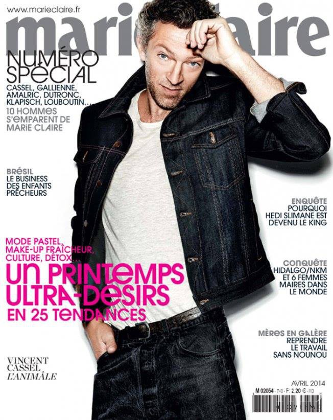 Vincent Cassel featured on the Marie Claire France cover from April 2014