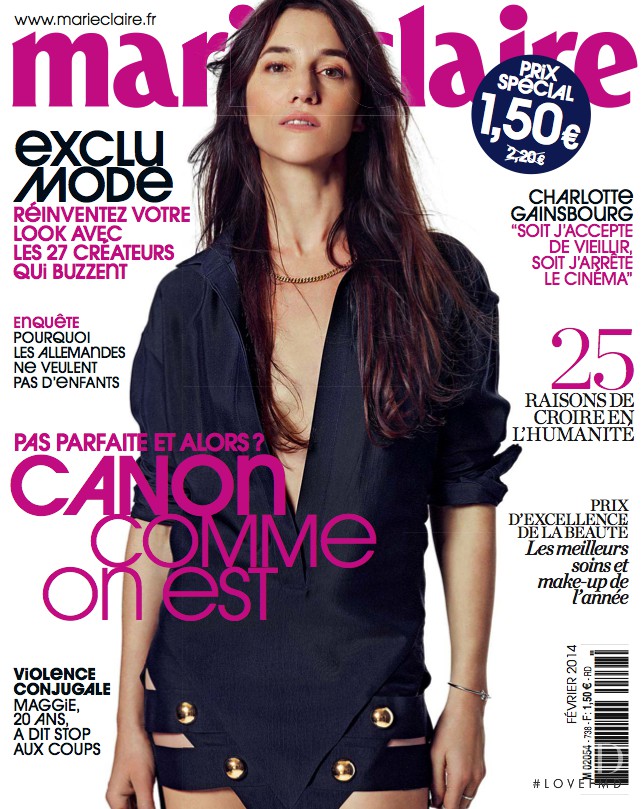 Charlotte Gainsbourg featured on the Marie Claire France cover from February 2014
