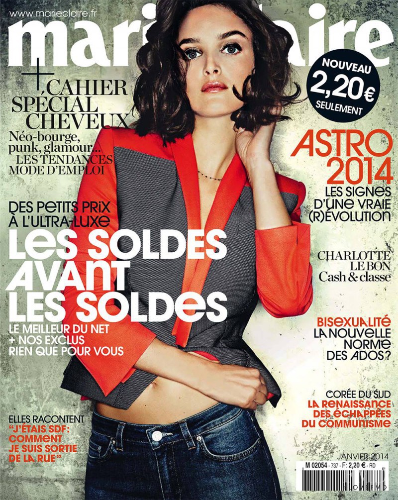 Charlotte Le Bon featured on the Marie Claire France cover from January 2014