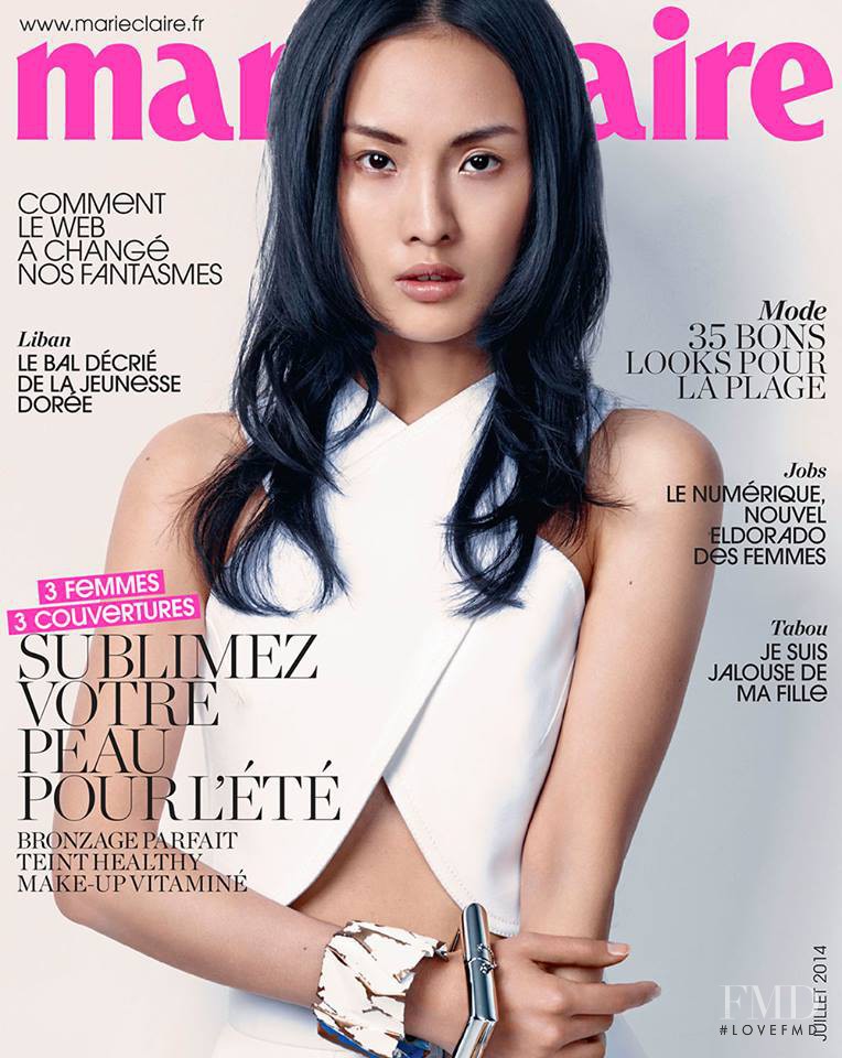 Gia Tang featured on the Marie Claire France cover from July 2014
