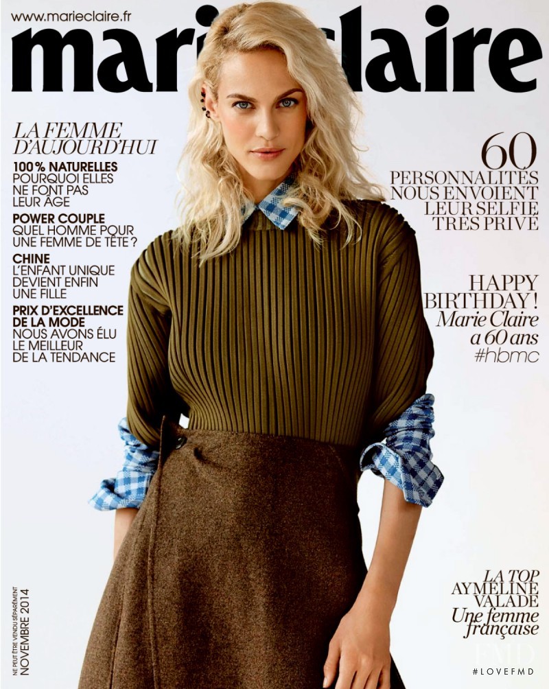 Aymeline Valade featured on the Marie Claire France cover from November 2014