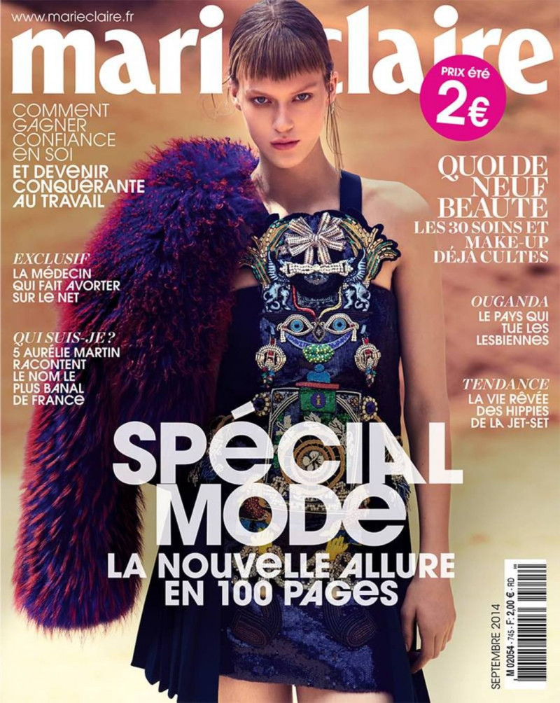 Tess Hellfeuer featured on the Marie Claire France cover from September 2014