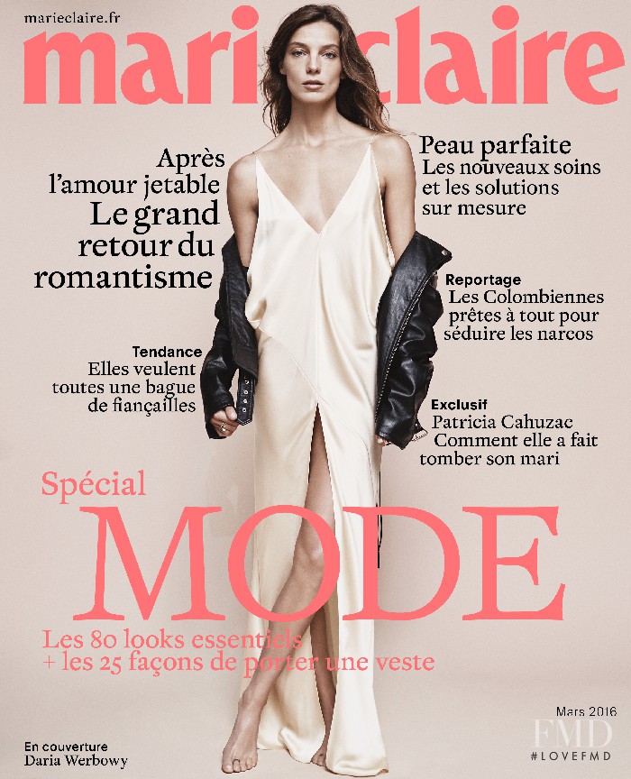Daria Werbowy featured on the Marie Claire France cover from March 2016