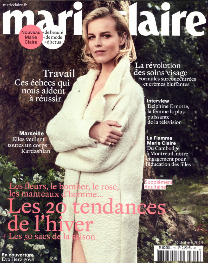Eva Herzigova featured on the Marie Claire France cover from October 2016