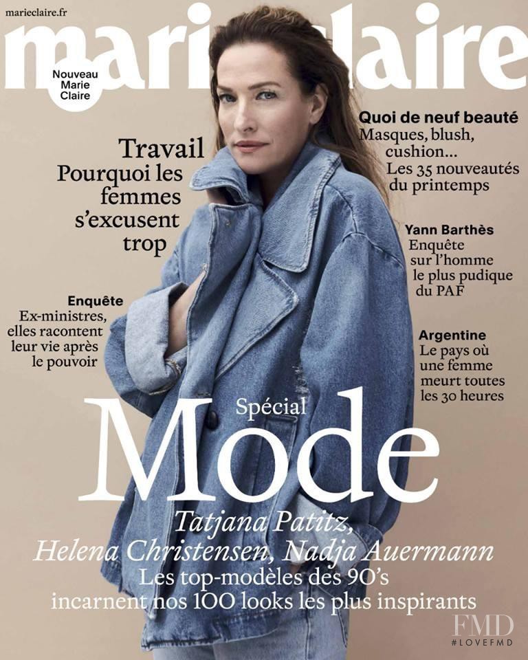 Tatjana Patitz featured on the Marie Claire France cover from March 2017