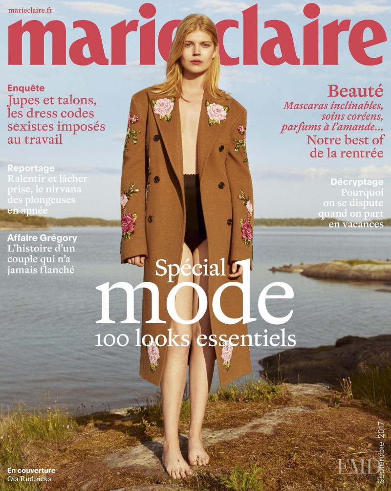 Ola Rudnicka featured on the Marie Claire France cover from September 2017