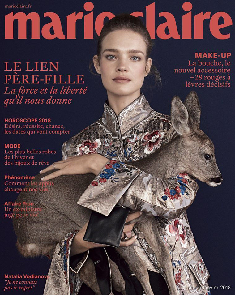 Natalia Vodianova featured on the Marie Claire France cover from January 2018