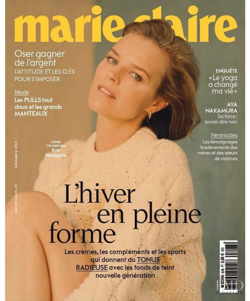 Eva Herzigova featured on the Marie Claire France cover from December 2019