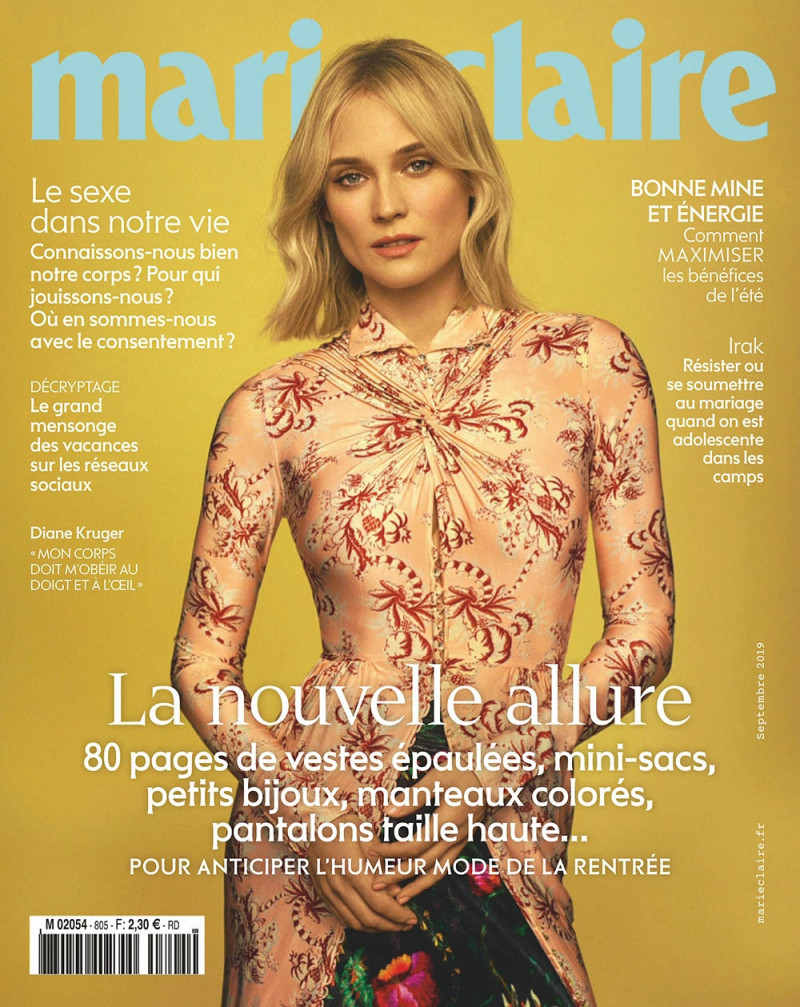 Diane Heidkruger featured on the Marie Claire France cover from September 2019