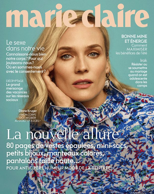 Diane Heidkruger featured on the Marie Claire France cover from September 2019