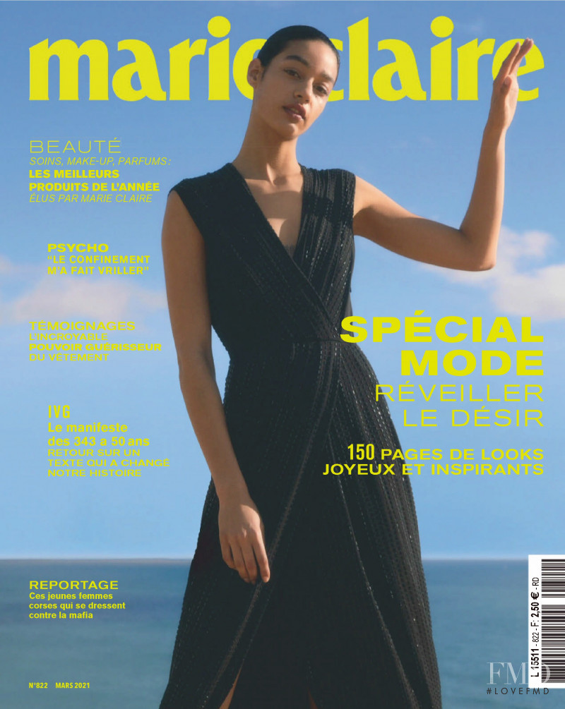 Damaris Goddrie featured on the Marie Claire France cover from March 2021