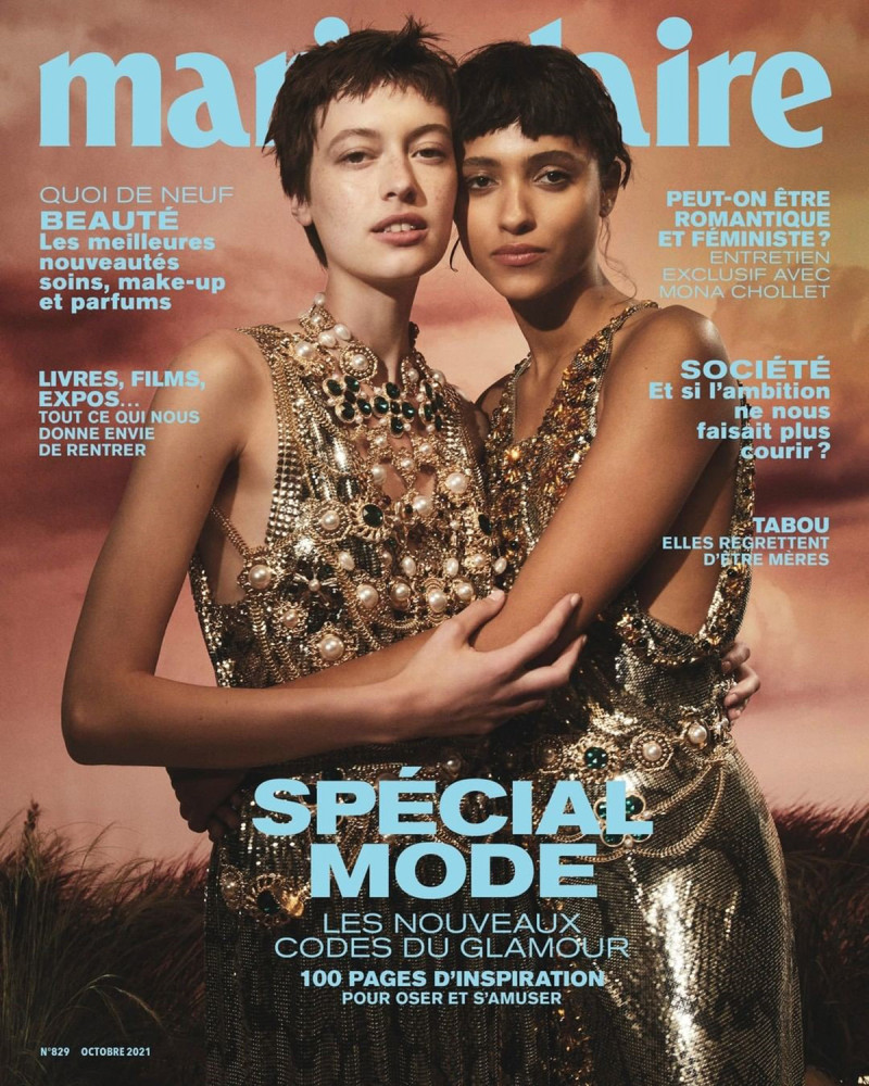 Iris Delcourt featured on the Marie Claire France cover from October 2021