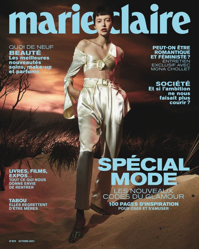 Iris Delcourt featured on the Marie Claire France cover from October 2021