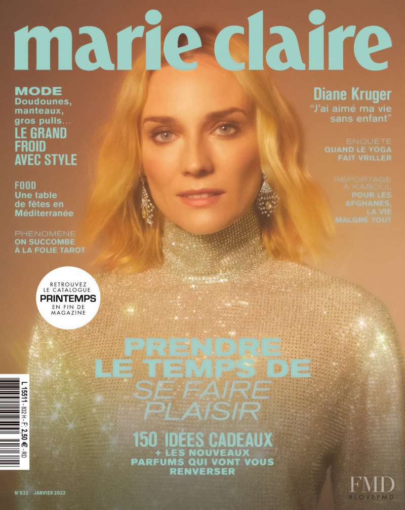 Diane Heidkruger featured on the Marie Claire France cover from January 2022