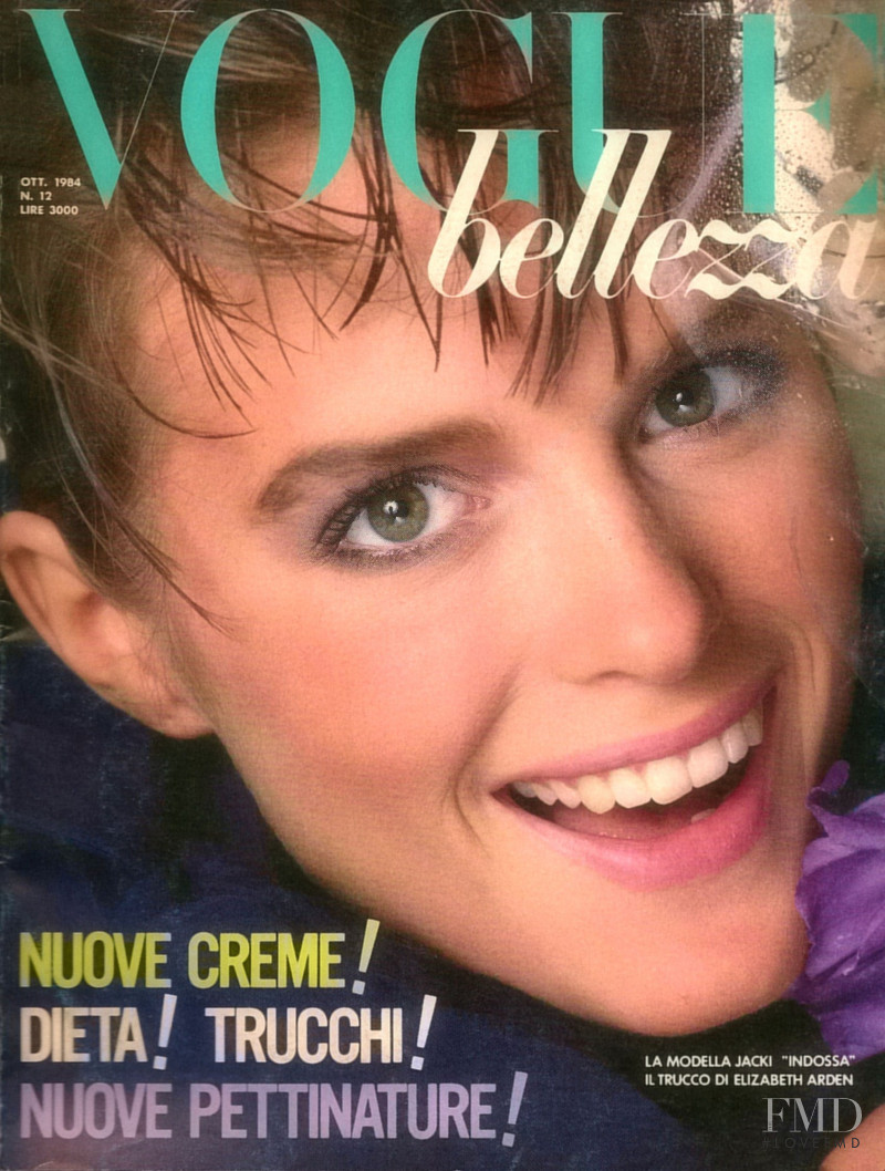 Jacki Adams featured on the Vogue Belleza Spain cover from October 1984