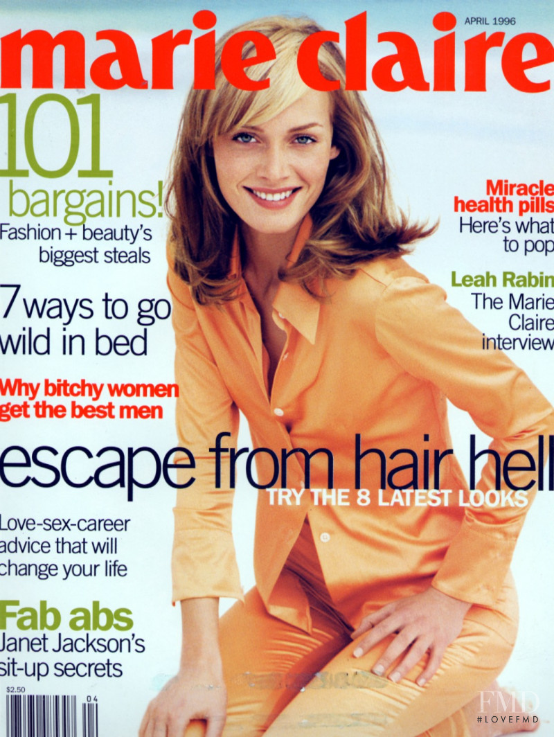 Amber Valletta featured on the Marie Claire USA cover from April 1996