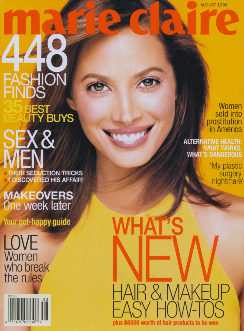 Christy Turlington featured on the Marie Claire USA cover from August 1998