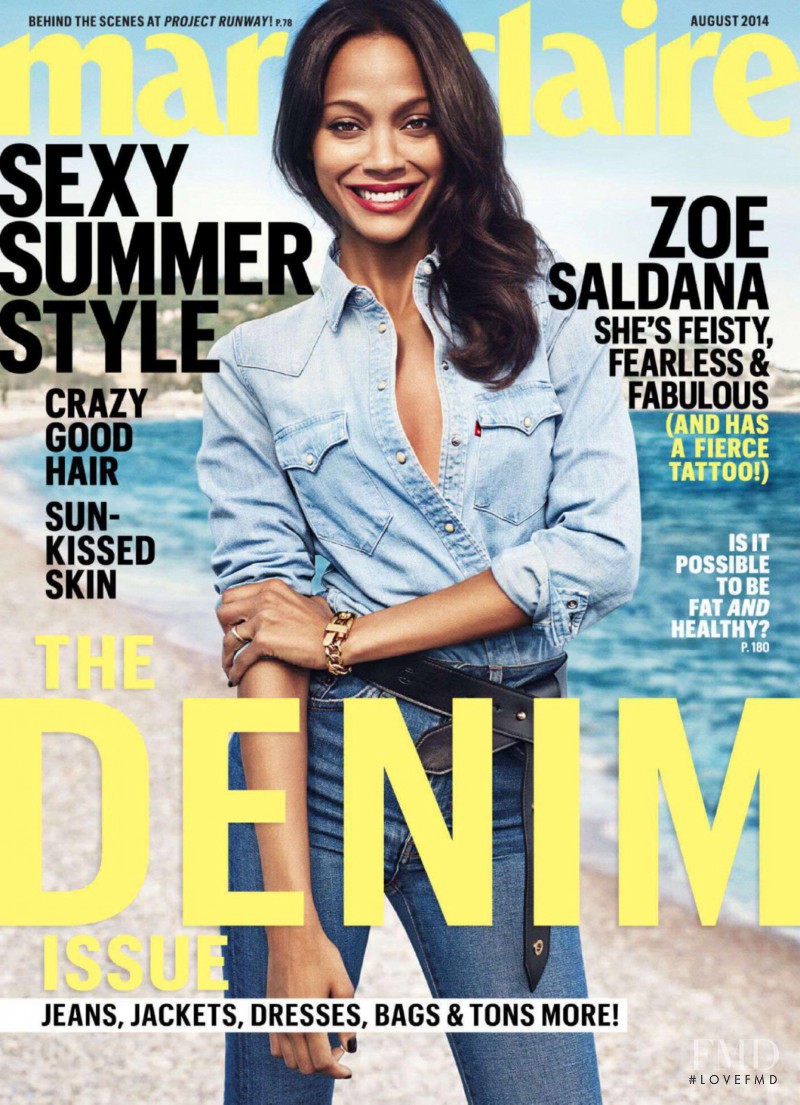 Zoe Saldana featured on the Marie Claire USA cover from August 2014