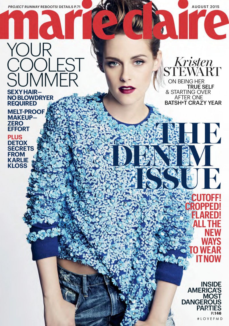 Kristen Stewart featured on the Marie Claire USA cover from August 2015