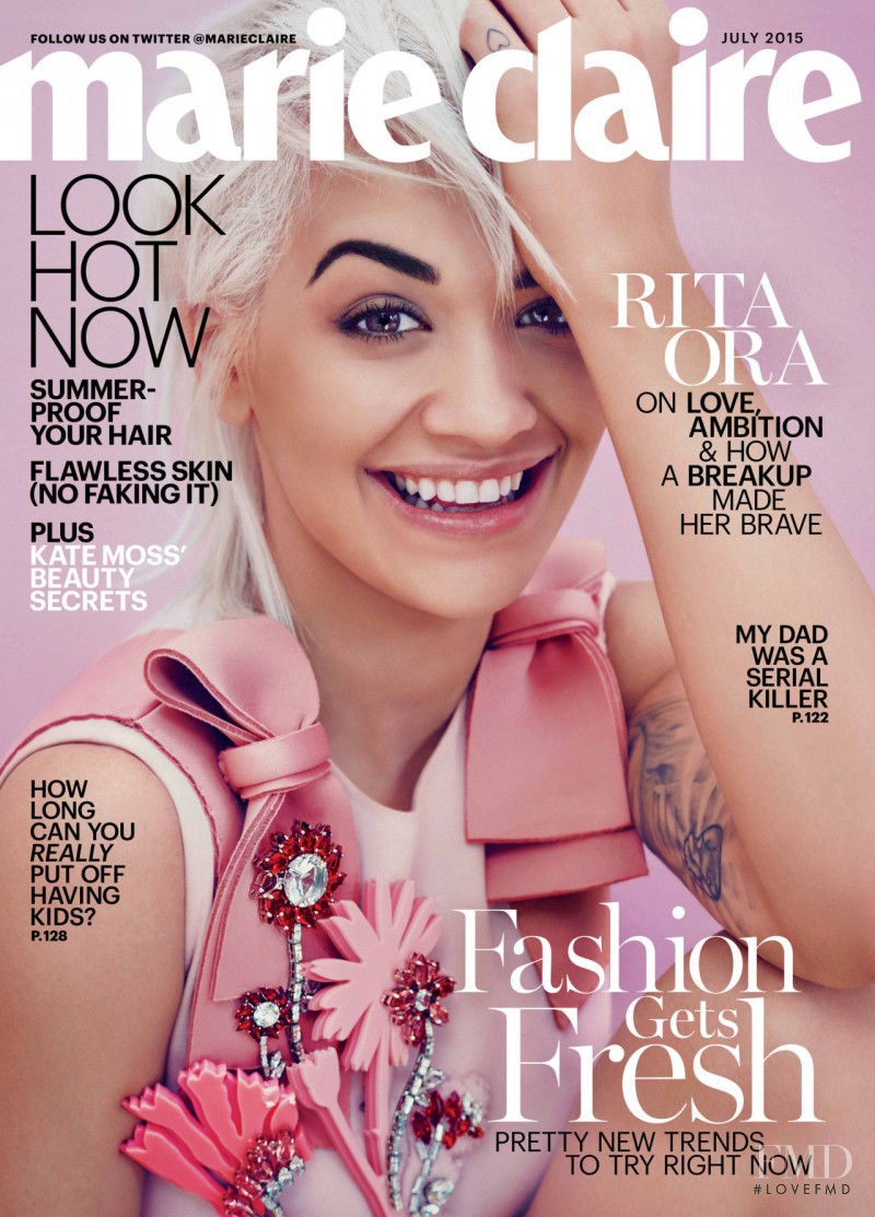Rita Ora featured on the Marie Claire USA cover from July 2015