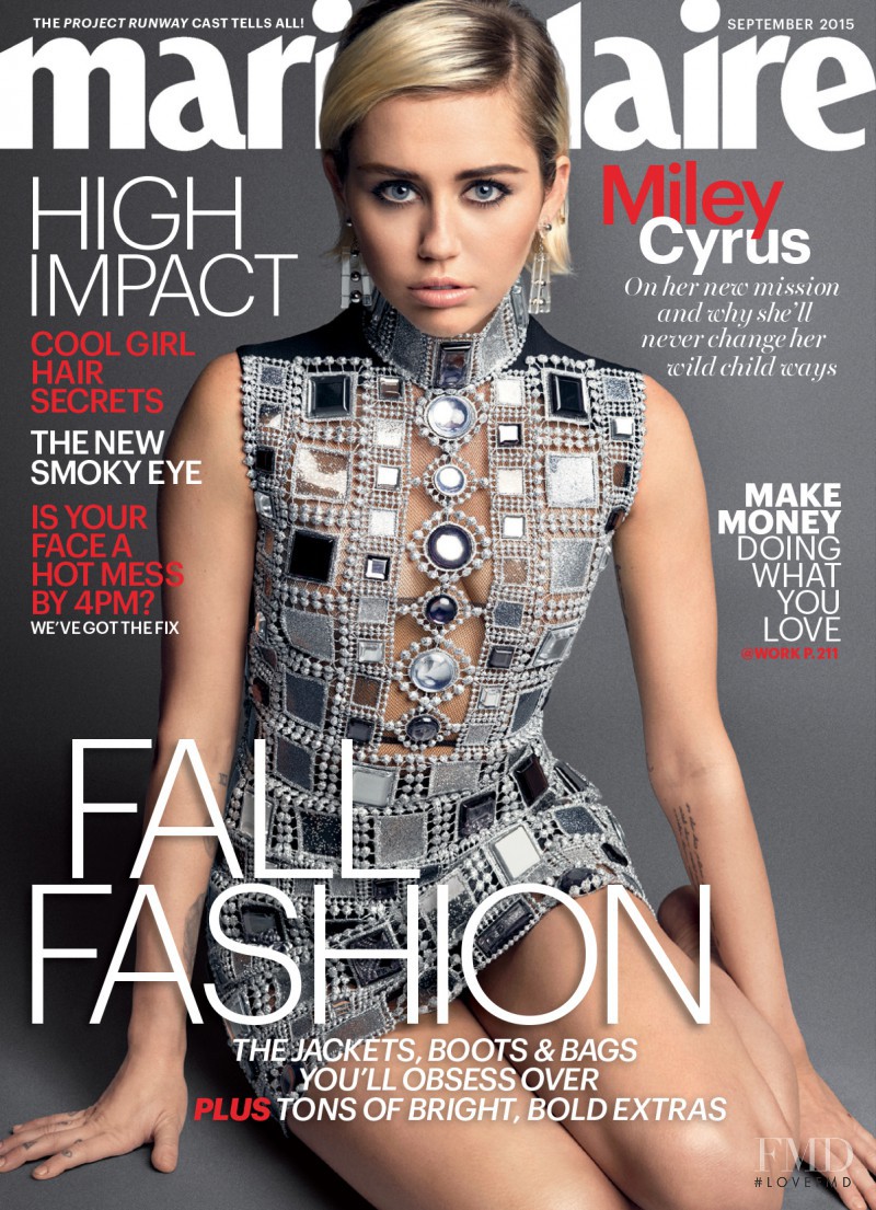 Miley Cyrus featured on the Marie Claire USA cover from September 2015