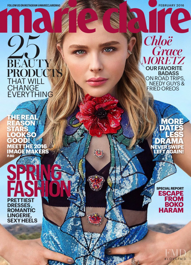 Chloe Grace Moretz featured on the Marie Claire USA cover from February 2016