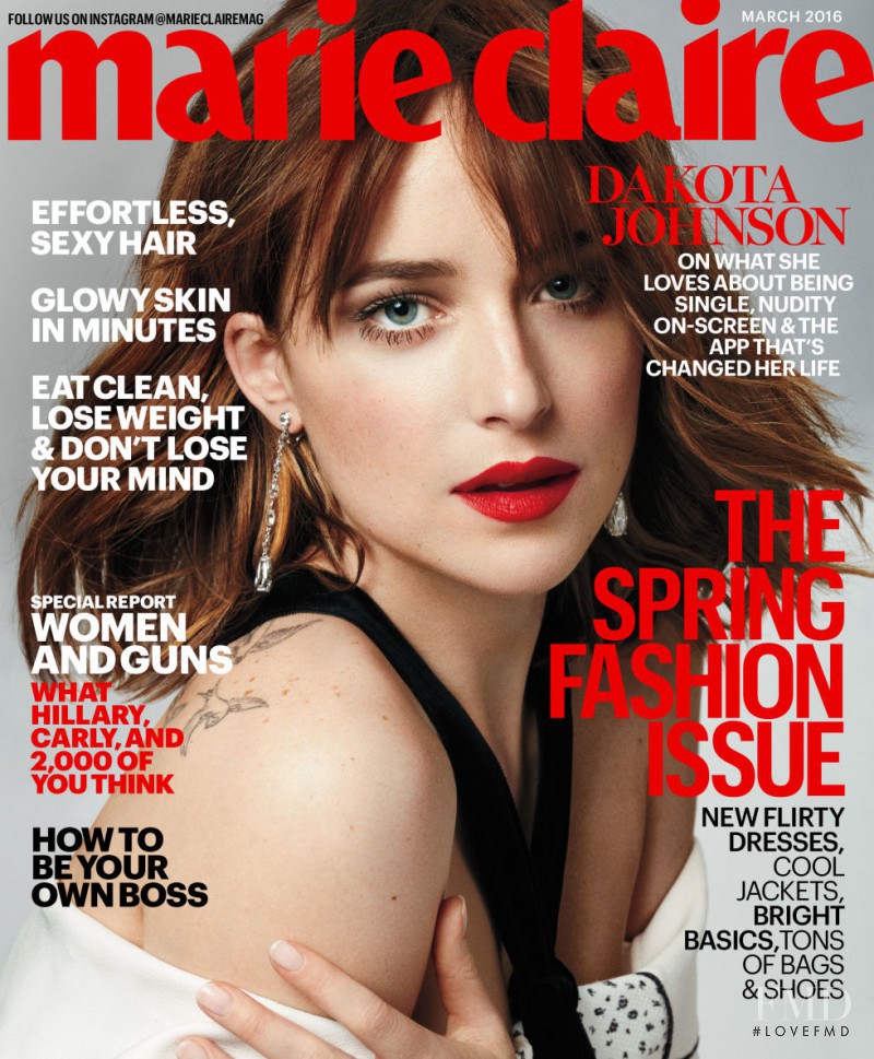 Dakota Johnson featured on the Marie Claire USA cover from March 2016