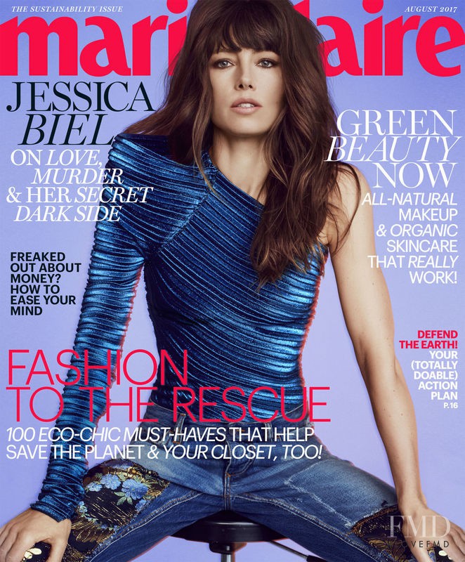 Jessica Biel featured on the Marie Claire USA cover from August 2017
