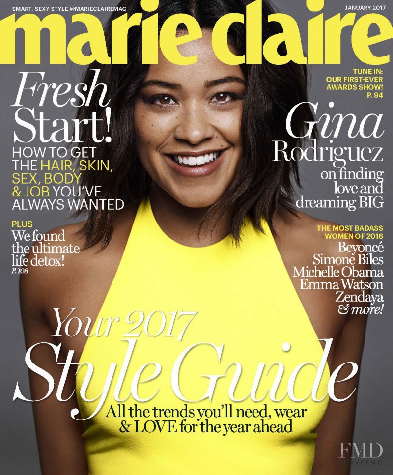 Gina Rodriguez featured on the Marie Claire USA cover from January 2017