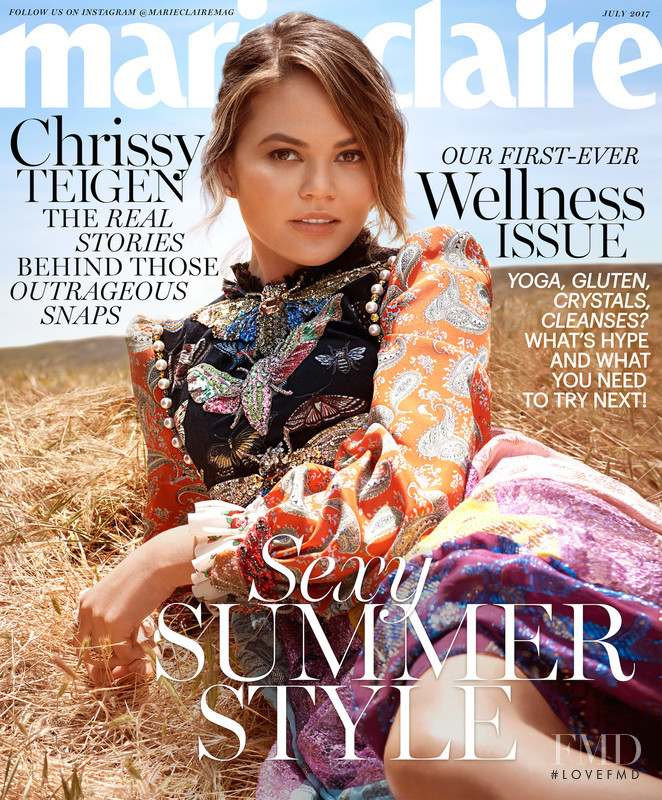 Christine Teigen featured on the Marie Claire USA cover from July 2017