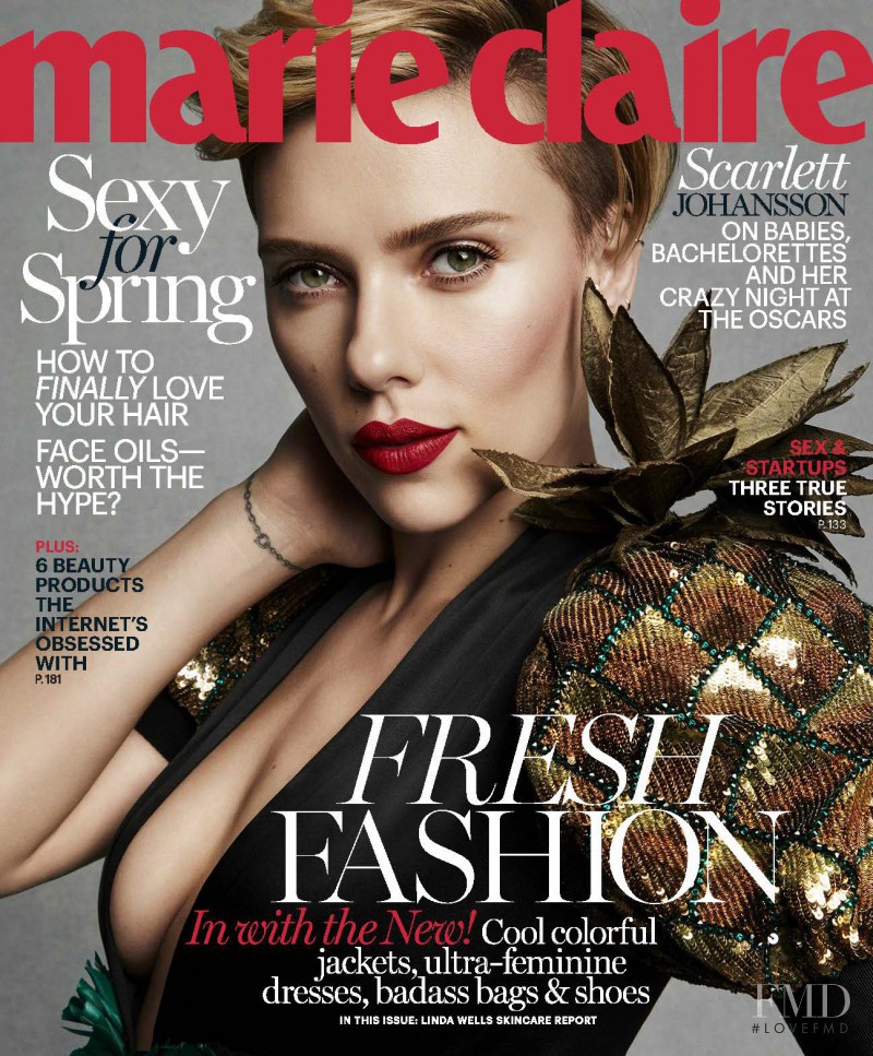 Scarlett Johansson featured on the Marie Claire USA cover from March 2017