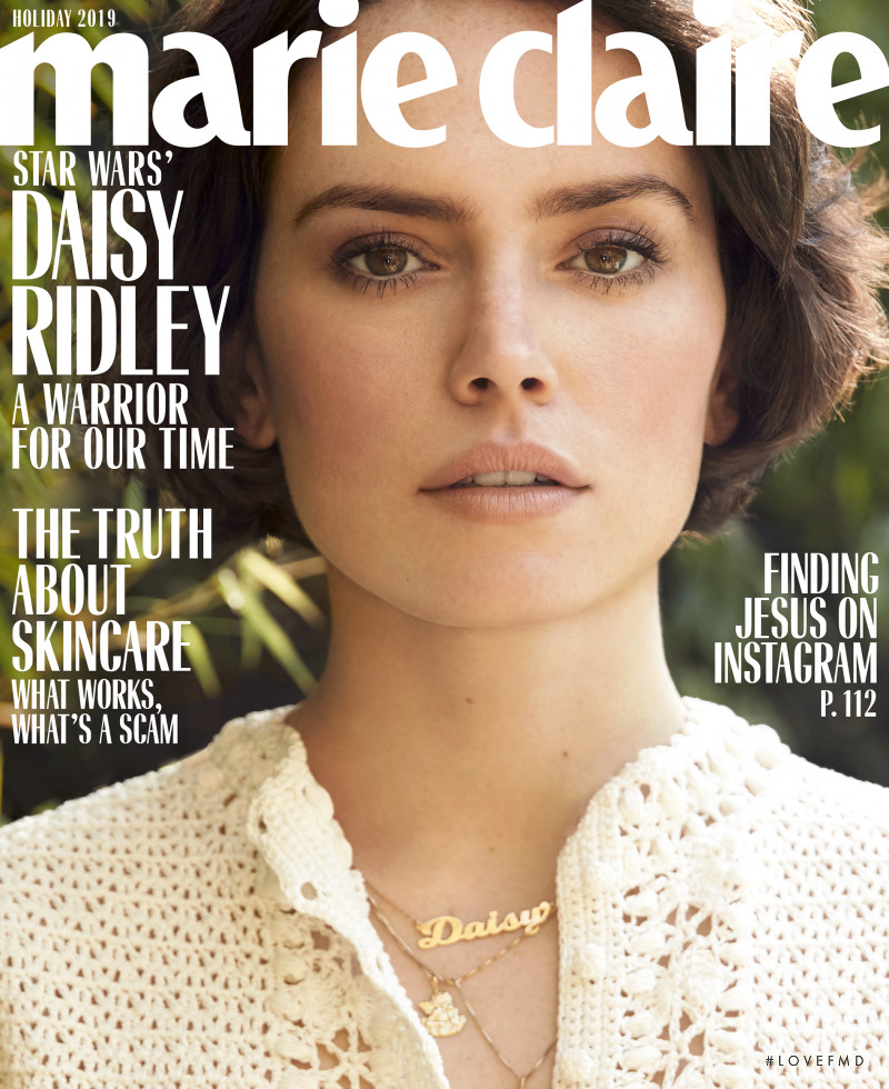 Daisy Ridley featured on the Marie Claire USA cover from December 2019