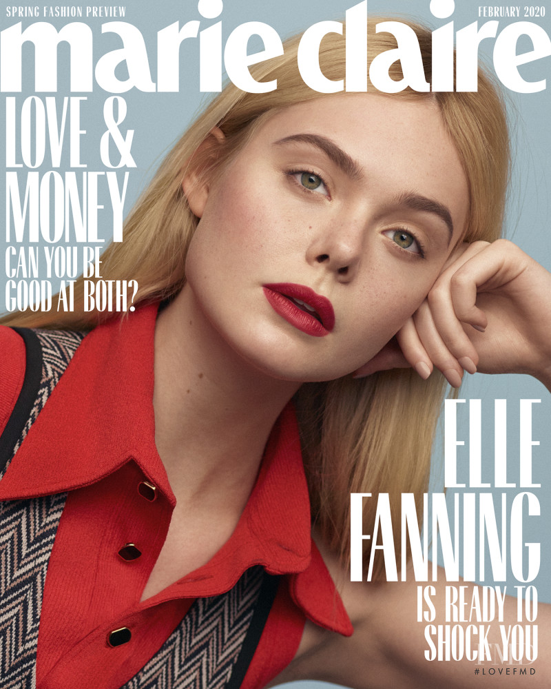 Elle Fanning featured on the Marie Claire USA cover from February 2020