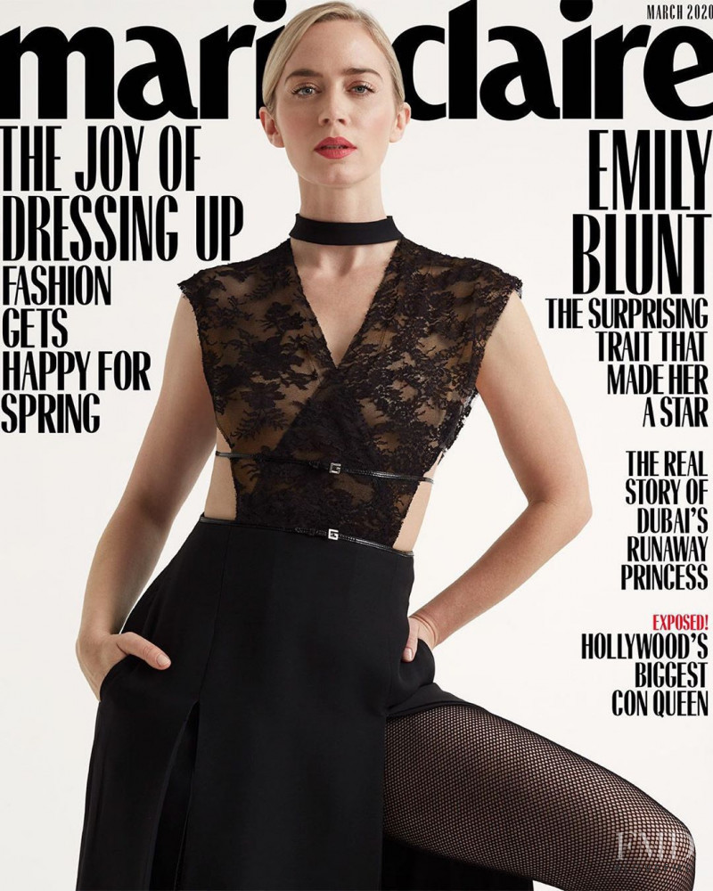 Emily Blunt featured on the Marie Claire USA cover from March 2020