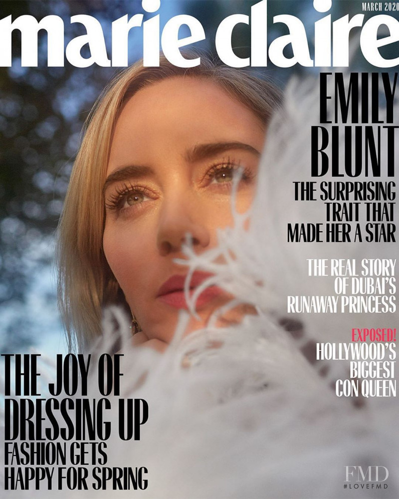 Emily Blunt featured on the Marie Claire USA cover from March 2020
