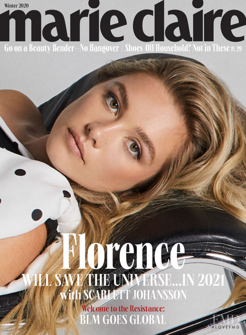 Florence Pugh featured on the Marie Claire USA cover from November 2020