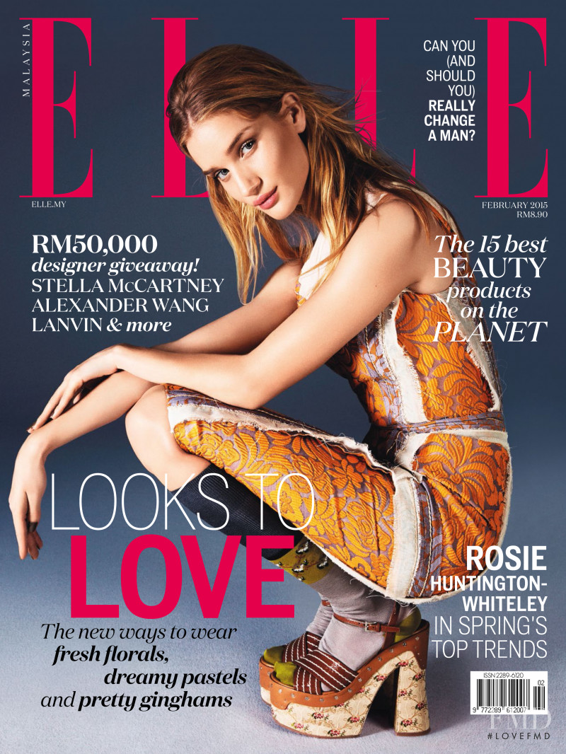Rosie Huntington-Whiteley featured on the Elle Malaysia cover from January 2015