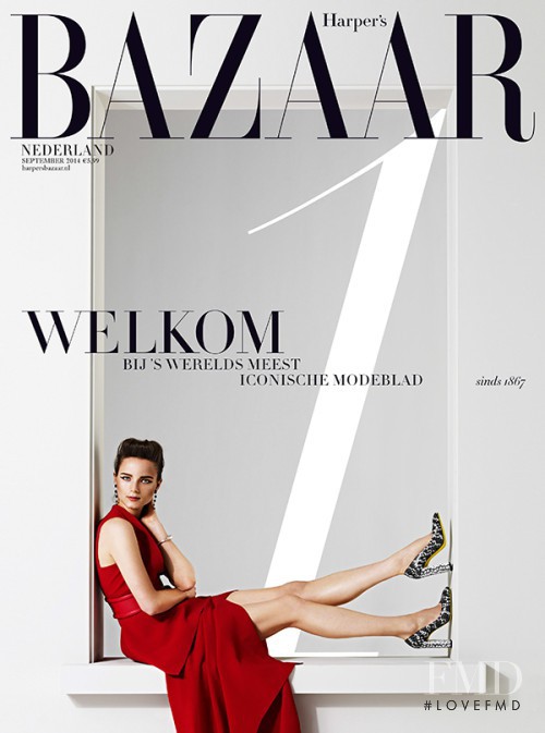 Anna de Rijk featured on the Harper\'s Bazaar Netherlands cover from September 2014